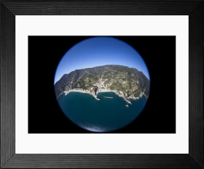 Framed Print : Aerial view, fisheye, town Monterosso al Mare, Cinque Terre, Italy, Europe Framed Print : Aerial view, fisheye, town Monterosso al Mare, Cinque Terre, Italy, Europe