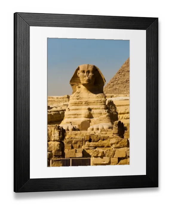 Framed Print : Sphinx Front Corner Pyramid Empty Framed Print : Sphinx Front Corner Pyramid Empty