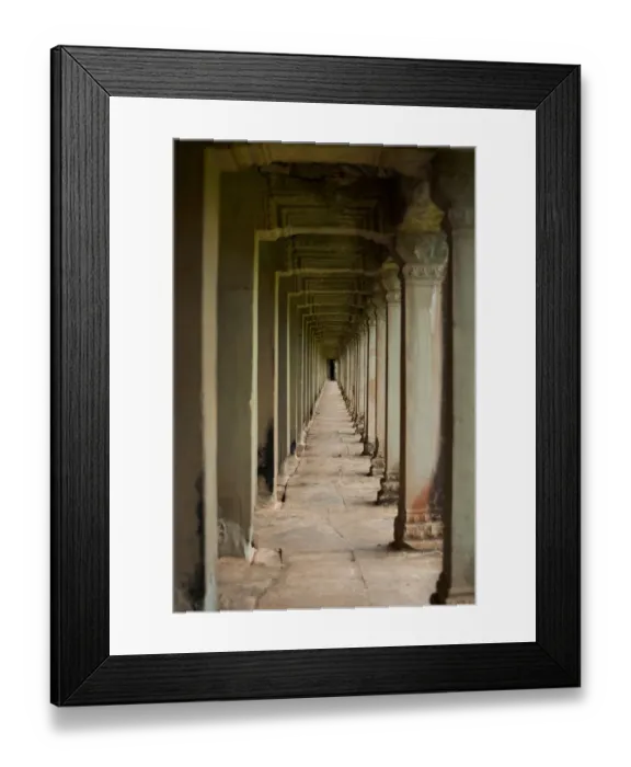 Framed Print : Repetition Stone Pillar Hallway Angkor Temple