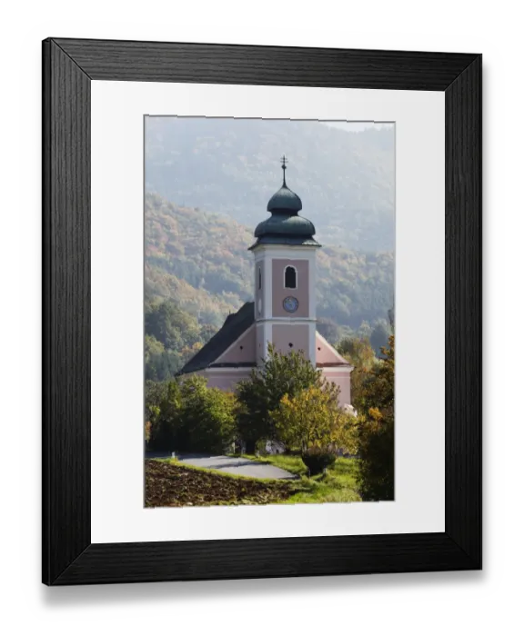 Framed Print : Parish Church of St. Margaretha in Niederranna, Muehldorf, Spitzer Graben valley, Wachau valley, Waldviertel region, Lower Austria, Austria, Europe
