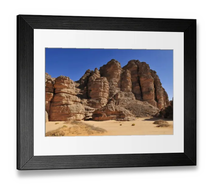 Framed Print : Sandstone rock formation at Tikobaouine, Tassili n Ajjer National Park, Unesco World Heritage Site, Wilaya Illizi, Algeria, Sahara, North Africa
