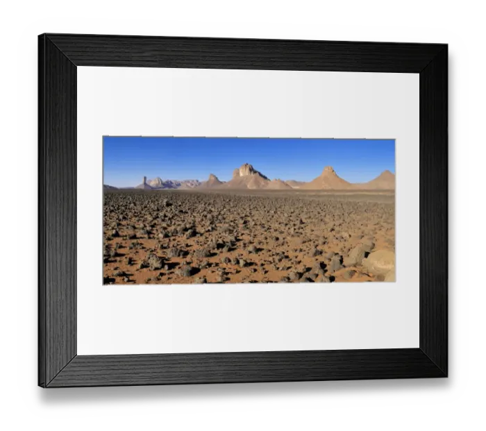 Framed Print : Volcanic plain in front of Tassili n Ajjer National Park, Unesco World Heritage Site, Wilaya Illizi, Algeria, Sahara, North Africa Framed Print : Volcanic plain in front of Tassili n Ajjer National Park, Unesco World Heritage Site, Wilaya Illizi, Algeria, Sahara, North Africa