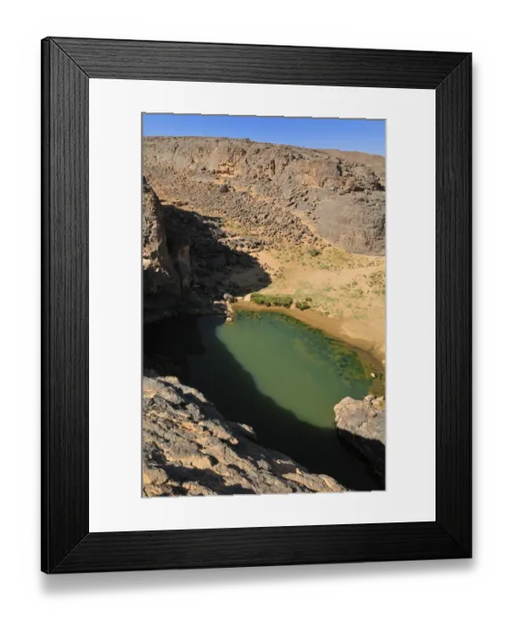Framed Print : Guelta, waterhole at Dider Valley, Tassili n Ajjer National Park, Unesco World Heritage Site, Wilaya Illizi, Algeria, Sahara, North Africa Framed Print : Guelta, waterhole at Dider Valley, Tassili n Ajjer National Park, Unesco World Heritage Site, Wilaya Illizi, Algeria, Sahara, North Africa