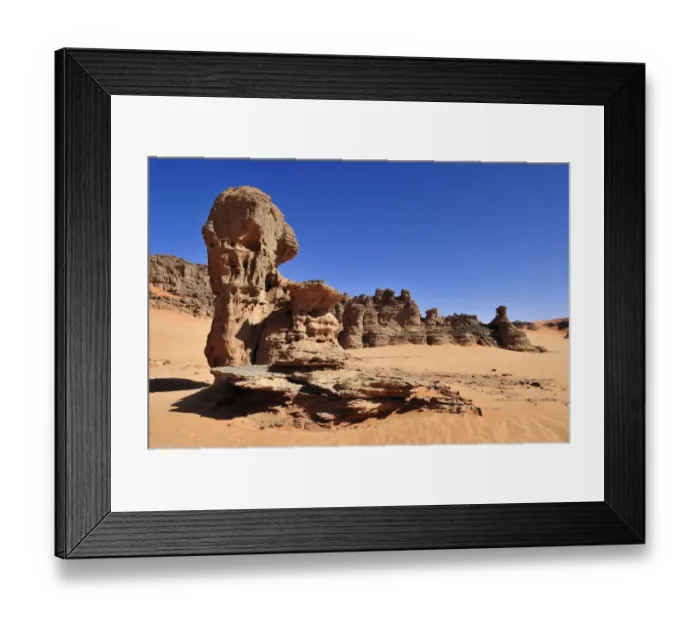 Framed Print : Sandstone rock formation near Tin Merzouga, Tadrart, Tassili nAjjer National Park, Unesco World Heritage Site, Algeria, Sahara, North Africa