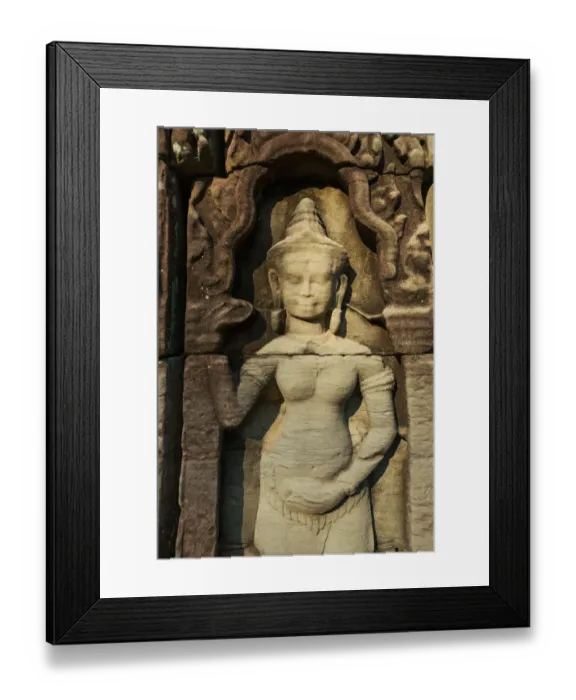 Framed Print : Apsara (Devata) bas relief sculpture, Angkor