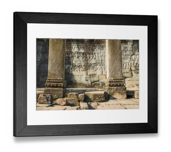 Framed Print : Pillars and bas relief sculpture, Angkor Wat Framed Print : Pillars and bas relief sculpture, Angkor Wat