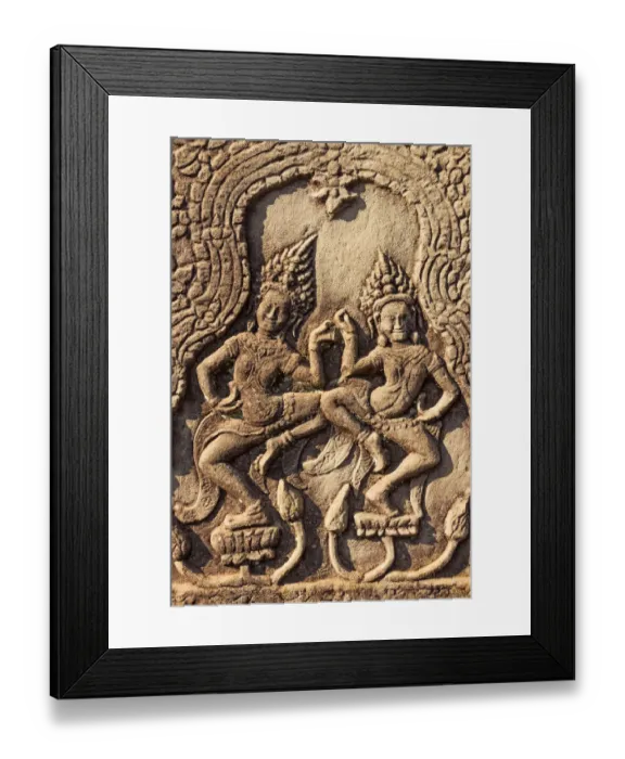 Framed Print : Apsara (Devata) bas relief sculpture, Angkor