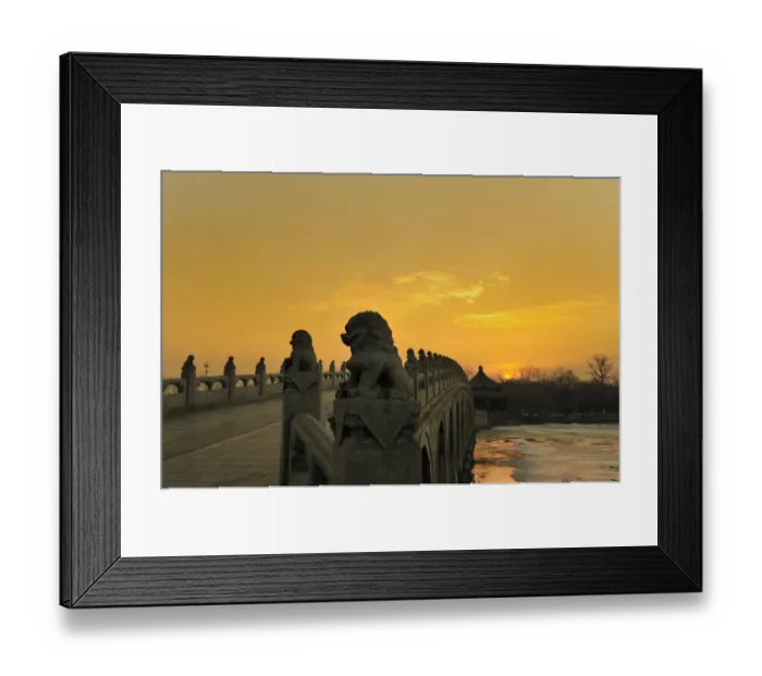 Framed Print : Stone Lions on 17 Arch Bridge, summer palace Framed Print : Stone Lions on 17 Arch Bridge, summer palace