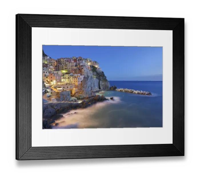 Framed Print : Italy, Cinque Terre, La Spezia Province, Manarola, Liguria, View of traditional fishing village at dusk Framed Print : Italy, Cinque Terre, La Spezia Province, Manarola, Liguria, View of traditional fishing village at dusk