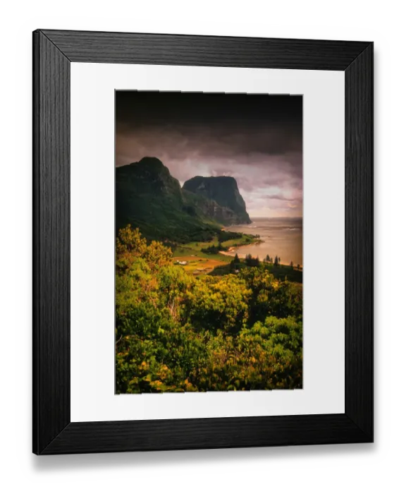 Framed Print : Scenically beautiful and a world heritage designated location, Lord Howe Island lies between the South Pacific ocean and the Tasman sea off the coast of New South Wales, Australia Framed Print : Scenically beautiful and a world heritage designated location, Lord Howe Island lies between the South Pacific ocean and the Tasman sea off the coast of New South Wales, Australia