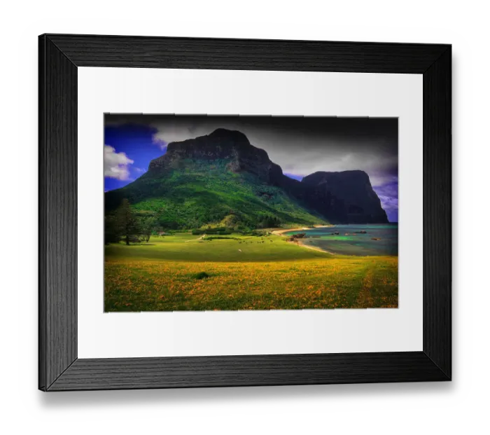 Framed Print : Scenically beautiful and a world heritage designated location, Lord Howe Island lies between the South Pacific ocean and the Tasman sea off the coast of New South Wales, Australia Framed Print : Scenically beautiful and a world heritage designated location, Lord Howe Island lies between the South Pacific ocean and the Tasman sea off the coast of New South Wales, Australia