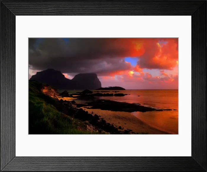 Framed Print : Scenically beautiful and a world heritage designated location, Lord Howe Island lies between the South Pacific ocean and the Tasman sea off the coast of New South Wales, Australia Framed Print : Scenically beautiful and a world heritage designated location, Lord Howe Island lies between the South Pacific ocean and the Tasman sea off the coast of New South Wales, Australia
