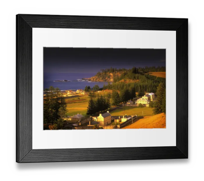 Framed Print : Kingston, Norfolk Island, is a very historic Georgian village and fully restored colonial outpost of the British Empire during the convict transportation era. Built by convicts under cruel supervision, now a peaceful world heritage listed area