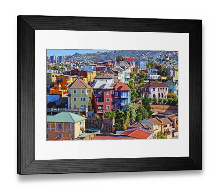 Framed Print : Colorful buildings, Vailparaso, Chile Framed Print : Colorful buildings, Vailparaso, Chile
