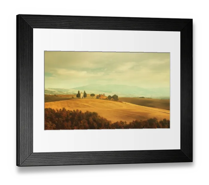 Framed Print : Tuscan landscape with the Capella di Vitaleta Framed Print : Tuscan landscape with the Capella di Vitaleta