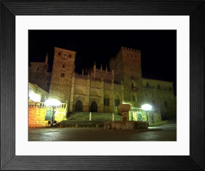 Framed Print : Royal Monastery of Guadalupe illuminated at night Framed Print : Royal Monastery of Guadalupe illuminated at night