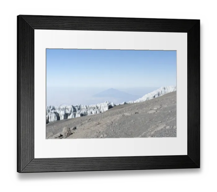 Framed Print : Wall of ice, Kersten Glacier on the crater rim of Kibo, summit of Uhuru Peak, extinct volcano, with Mount Meru in the distance, Kilimanjaro National Park, Marangu Route, Tanzania, East Africa, Africa Framed Print : Wall of ice, Kersten Glacier on the crater rim of Kibo, summit of Uhuru Peak, extinct volcano, with Mount Meru in the distance, Kilimanjaro National Park, Marangu Route, Tanzania, East Africa, Africa