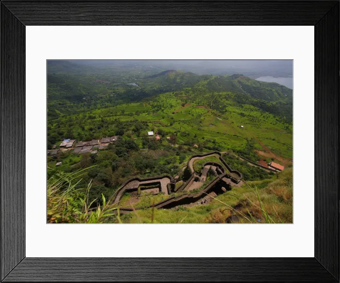 Framed Print : Fortscape. Ancient fort of Lohgad located in western ghats in Maharashtra Framed Print : Fortscape. Ancient fort of Lohgad located in western ghats in Maharashtra