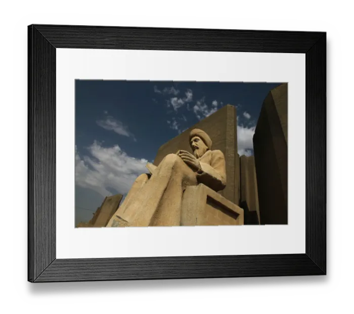 Framed Print : Statue of Mubarak Ben Ahmed Sharaf-Aldin (1169-1239), known as Ibn Almustawfi, a historian and minister of Erbil at the old Qalaa citadel a UNESCO World Heritage Site in the city of Erbil or Arbil Northern Iraq Framed Print : Statue of Mubarak Ben Ahmed Sharaf-Aldin (1169-1239), known as Ibn Almustawfi, a historian and minister of Erbil at the old Qalaa citadel a UNESCO World Heritage Site in the city of Erbil or Arbil Northern Iraq