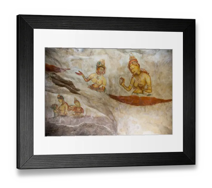 Framed Print : Frescoes depicting bared chested women talking Framed Print : Frescoes depicting bared chested women talking