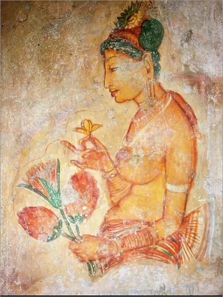 Frescoes depicting bared chested women talking