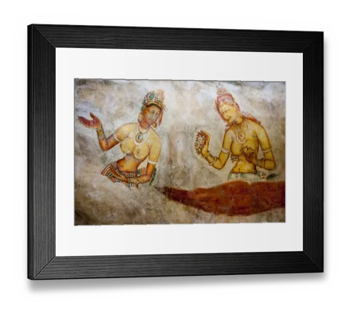 Framed Print : Frescoes depicting two bared chested women talking Framed Print : Frescoes depicting two bared chested women talking