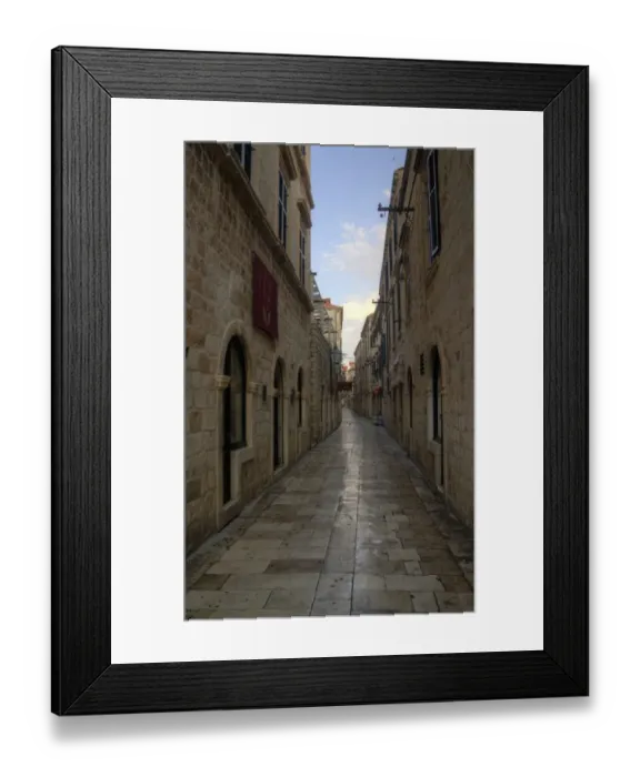 Framed Print : Dubrovnik old town narrow empty street Framed Print : Dubrovnik old town narrow empty street