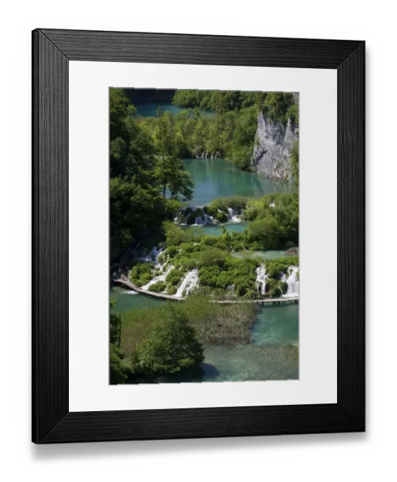 Framed Print : Lake with boardwalk, Plitvice Lakes National Park, UNESCO World Heritage Site, Croatia, Europe