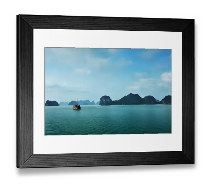 Framed Print : Vietnamese Junk Cruising in Halong Bay Framed Print : Vietnamese Junk Cruising in Halong Bay