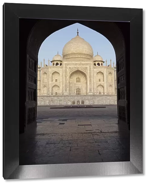the Taj Mahal framed in a doorway