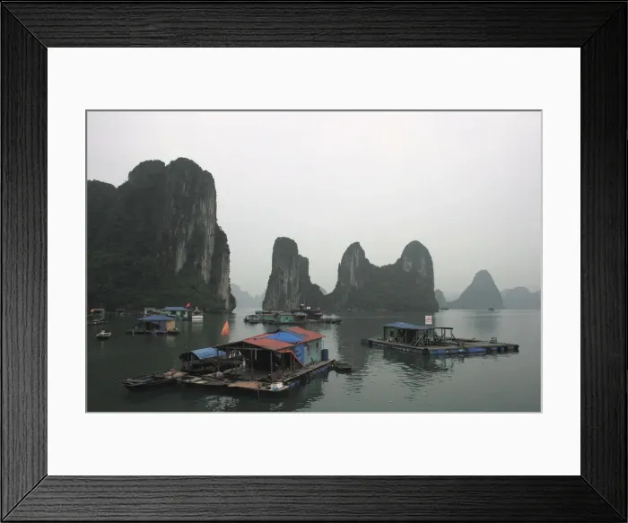 Framed Print : Floating village in Ha Long Bay Framed Print : Floating village in Ha Long Bay
