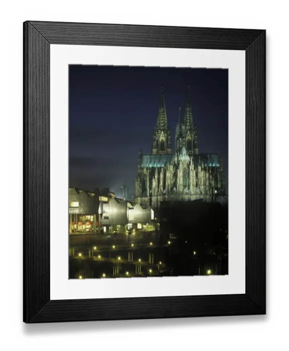 Framed Print : Cologne Cathedral and Philharmonie philharmonic hall at night, illuminated, Cologne, North Rhine-Westphalia, Germany, Europe Framed Print : Cologne Cathedral and Philharmonie philharmonic hall at night, illuminated, Cologne, North Rhine-Westphalia, Germany, Europe
