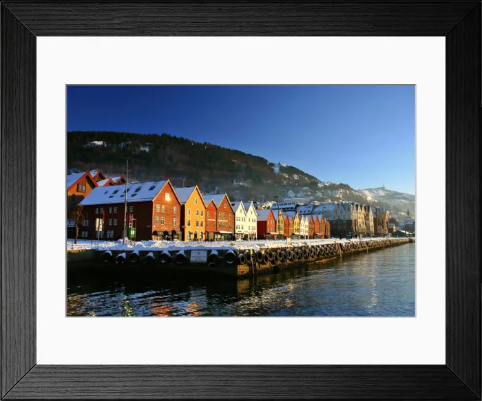 Framed Print : Winter in Bryggen, Trondheim Framed Print : Winter in Bryggen, Trondheim