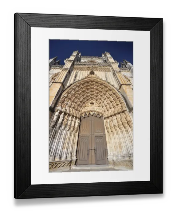 Framed Print : Gothic portal of the basilica, Dominican monastery Mosteiro de Santa Maria da Vitoria, UNESCO World Heritage Site, Batalha, Portugal, Europe