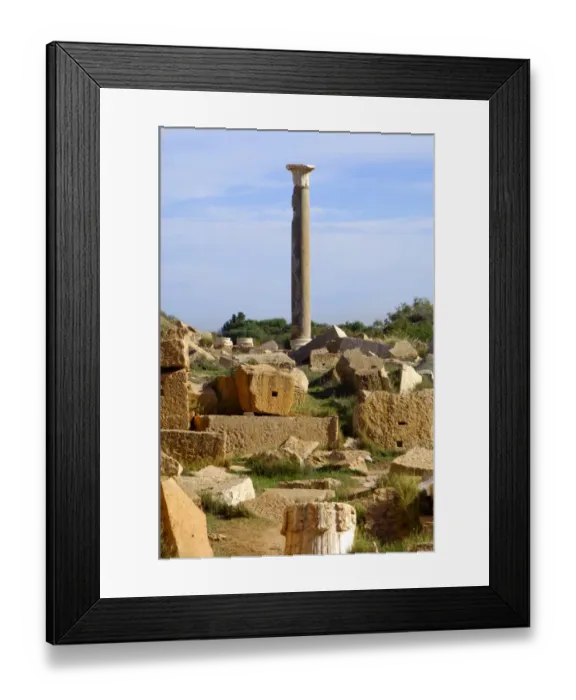 Framed Print : Column with corinthian capital, Ruins of the Roman City Leptis Magna, Libya
