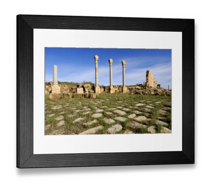 Framed Print : Columns with corinthian capital, Ruins of the Roman City Leptis Magna, Libya Framed Print : Columns with corinthian capital, Ruins of the Roman City Leptis Magna, Libya