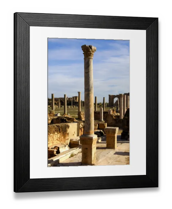 Framed Print : Ancient column with Corinthian capital, Leptis Magna, Libya