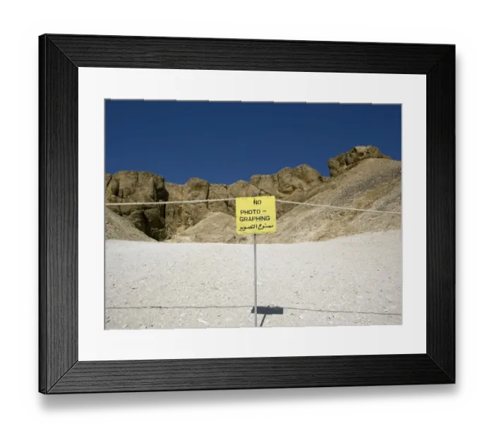 Framed Print : Sign prohibiting photography at Valley of the Kings. West bank of the river Nile, Thebes, UNESCO World Heritage Site, Egypt, North Africa, Africa Framed Print : Sign prohibiting photography at Valley of the Kings. West bank of the river Nile, Thebes, UNESCO World Heritage Site, Egypt, North Africa, Africa