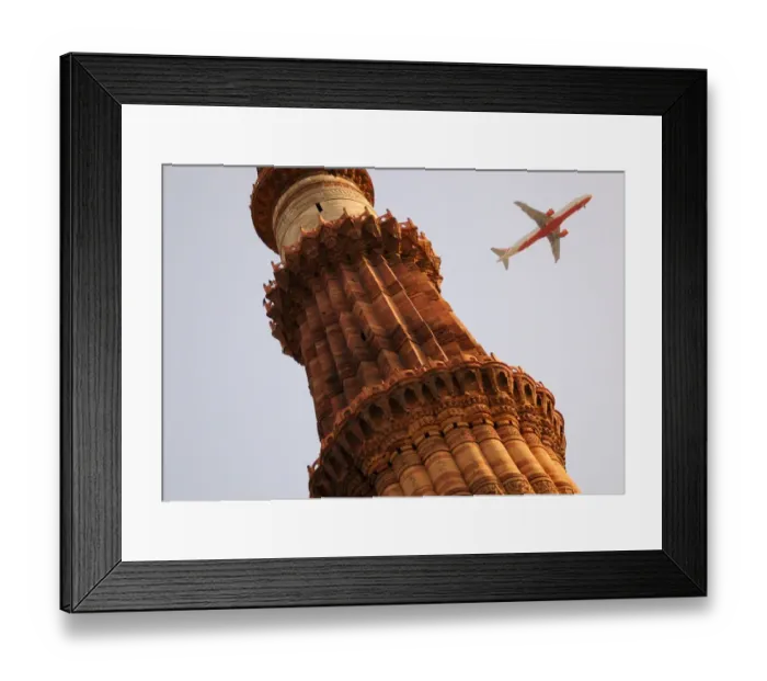 Framed Print : Indian Aviation & Qutub Minar India Framed Print : Indian Aviation & Qutub Minar India