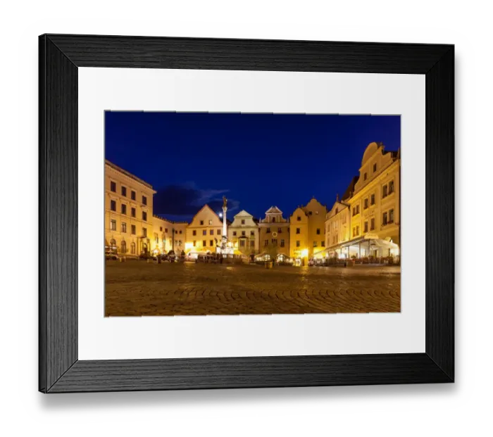 Framed Print : Cesky Krumlov Town Square at Night, Bohemia, Czech Republic Framed Print : Cesky Krumlov Town Square at Night, Bohemia, Czech Republic