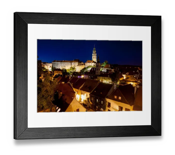 Framed Print : View of Cesky Krumlov at Night, Bohemia, Czech Republic Framed Print : View of Cesky Krumlov at Night, Bohemia, Czech Republic
