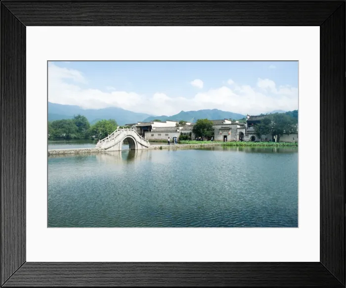 Framed Print : Bridge lanscape, HongCun, China Framed Print : Bridge lanscape, HongCun, China