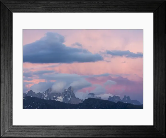 Framed Print : Sunset over the Pale di San Martino mountain range, Dolomites range, South Tyrol, Italy, Europe Framed Print : Sunset over the Pale di San Martino mountain range, Dolomites range, South Tyrol, Italy, Europe