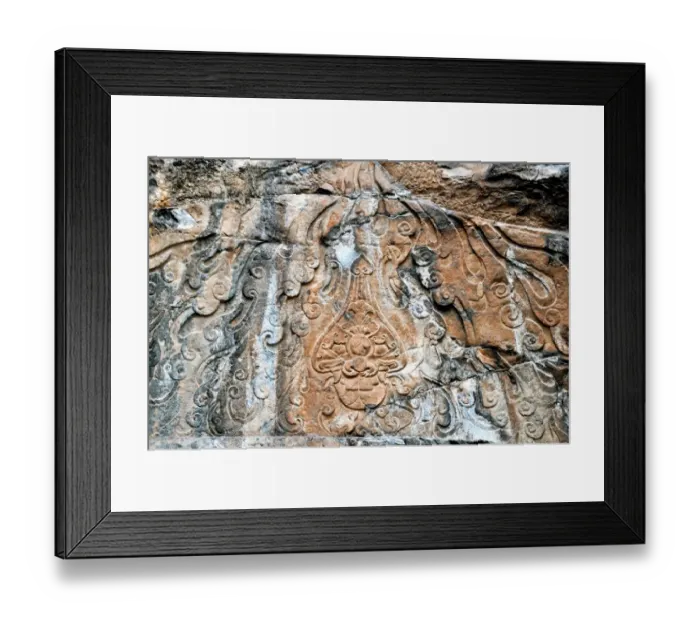 Framed Print : Carvings detail of Longmen Grottoes