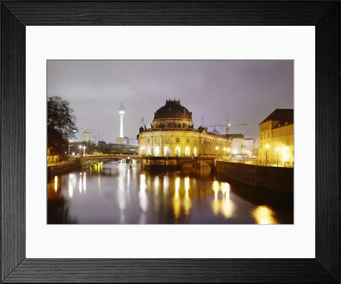 Framed Print : Museum island in Berlin at night with Radio tower