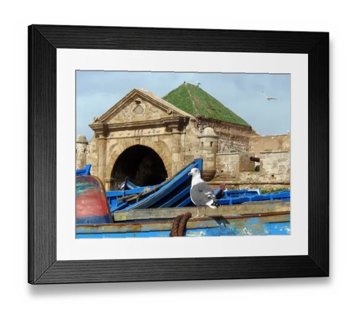 Framed Print : Boats and fortifications, Essaouira, Morocco Framed Print : Boats and fortifications, Essaouira, Morocco