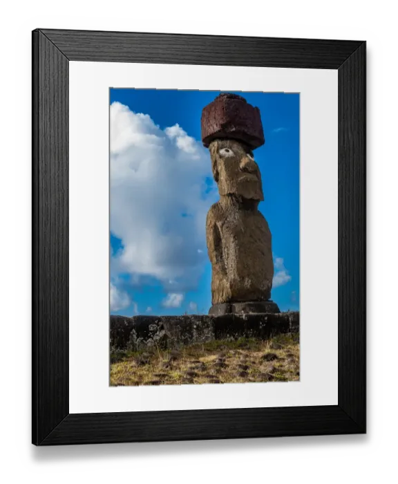 Framed Print : Moai statue of Easter Island with pukao topknot Framed Print : Moai statue of Easter Island with pukao topknot