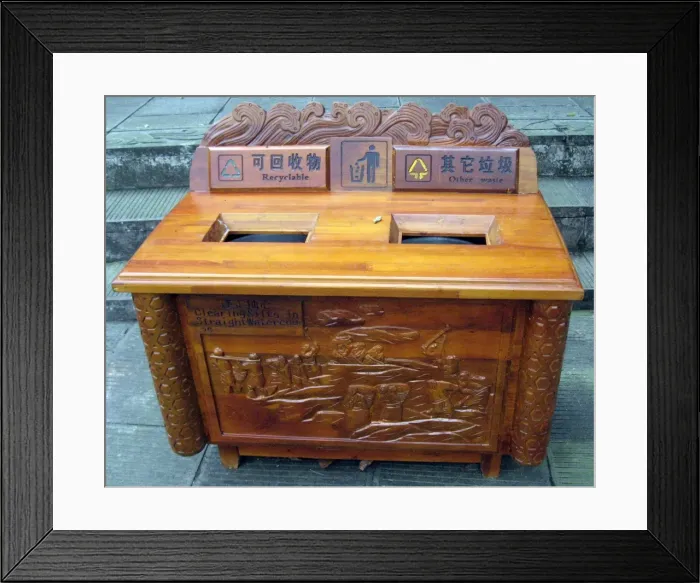 Framed Print : Rubbish bin, Chengdu, China