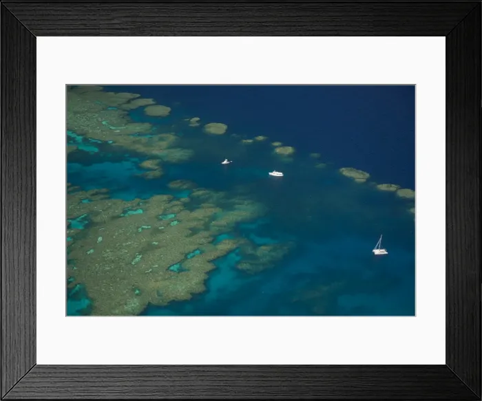 Framed Print : Aerial view of the Great Barrier Reef, UNESCO World Heritage Site, Queensland, Australia