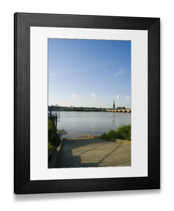 Framed Print : Arch bridge across a river, Pont De Pierre, St. Michel Basilica, Garonne River, Bordeaux, Aquitaine, France